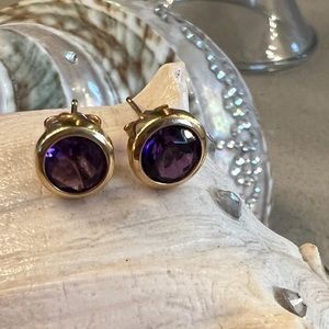 Amethyst Earrings set in 14 KT Gold